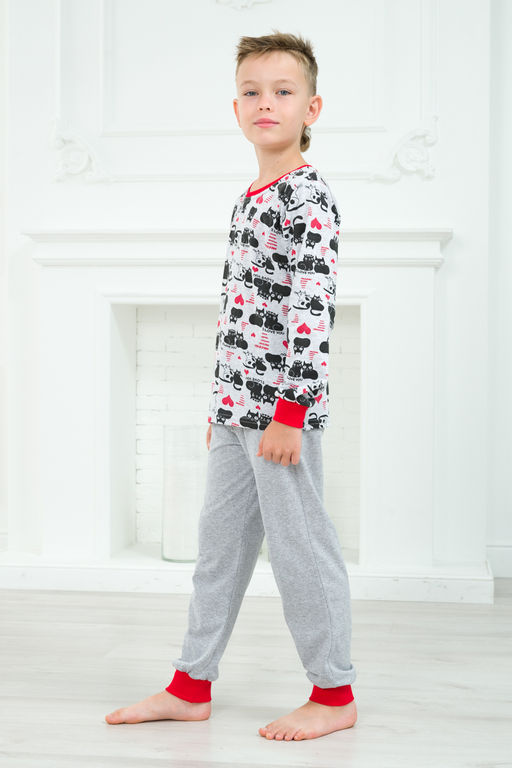 Пижама подростковая из джемпера и брюк из кулирки Олененок кошки