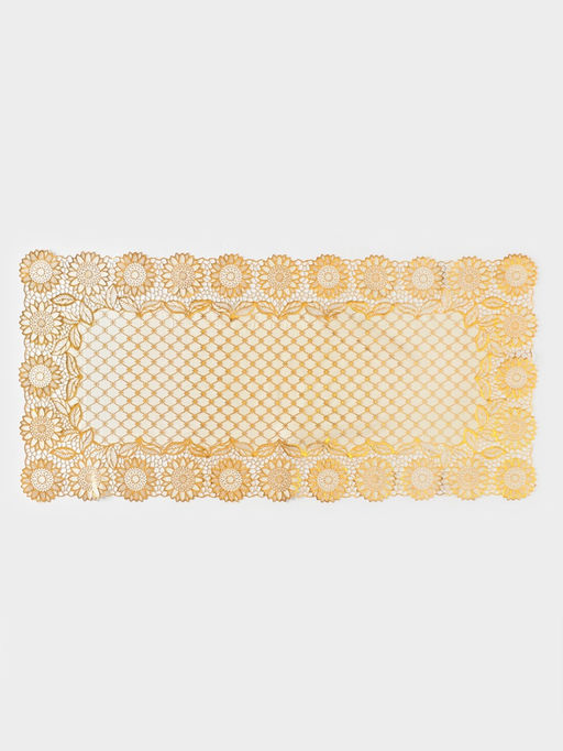 Дорожка сервировочная на стол «Букет», ажурная, 84×40 см, ПВХ, золотая