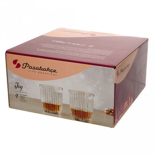 "Джой (Joy)" Стакан стеклянный 280мл, набор 4шт, цветная коробка, Pasabahce (Россия)