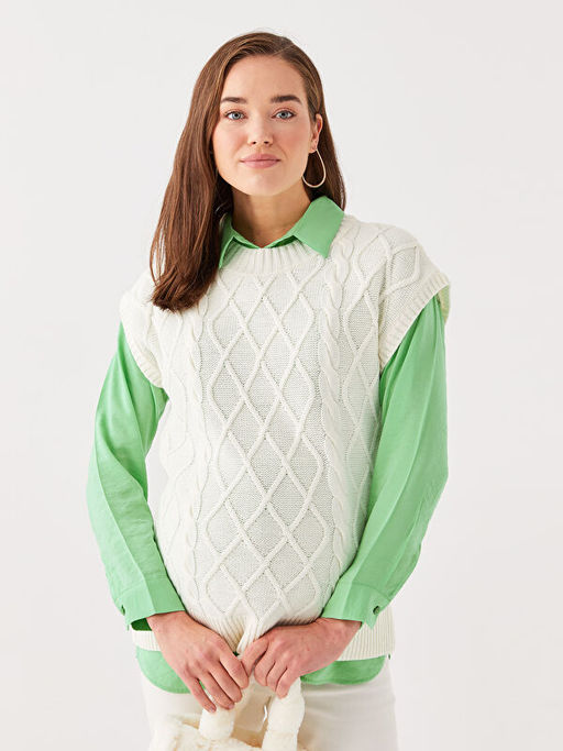 Bisiklet Yaka Desenli Hamile Triko S?veter