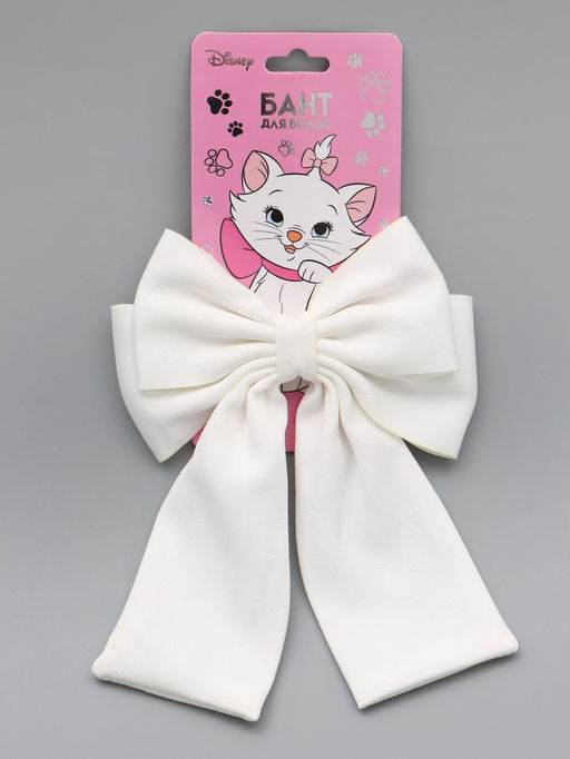 Бант для волос на заколке с лентами, белый, Коты аристократы