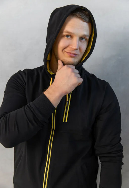 Утепленный костюм Футер 3-х ниточный М-1617: Чёрный / Жёлтый - Relay фото 15