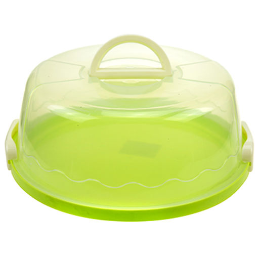 Блюдо для торта пластмассовое д30,5х12,5см, прозрачная крышка с защелками, с ручкой, цвета микс (Китай) - Домашняя мода фото 3