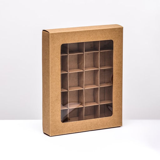 Коробка для 20 конфет, крафт, 17.7×22×3.5 см