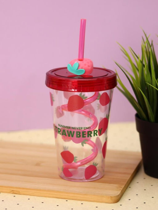 Тамблер iLikeGift "Fruits party Strawberry", pink (380 ml)