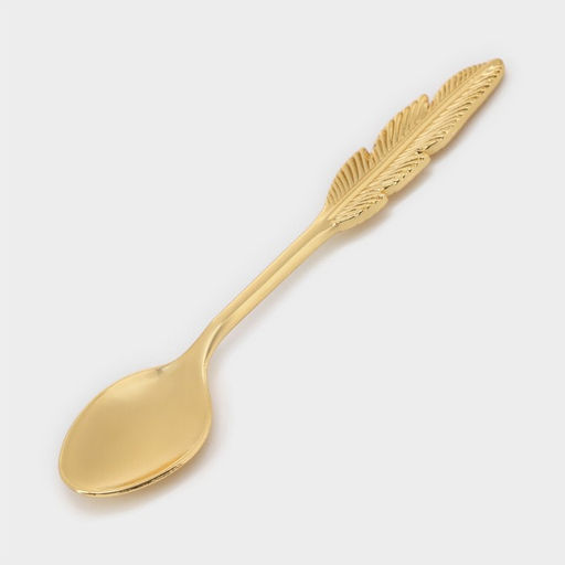 Набор ложек «Авалон. Перо», 5.5×5.5×7.5 см, 6 шт., на подставке, металл, золотистый