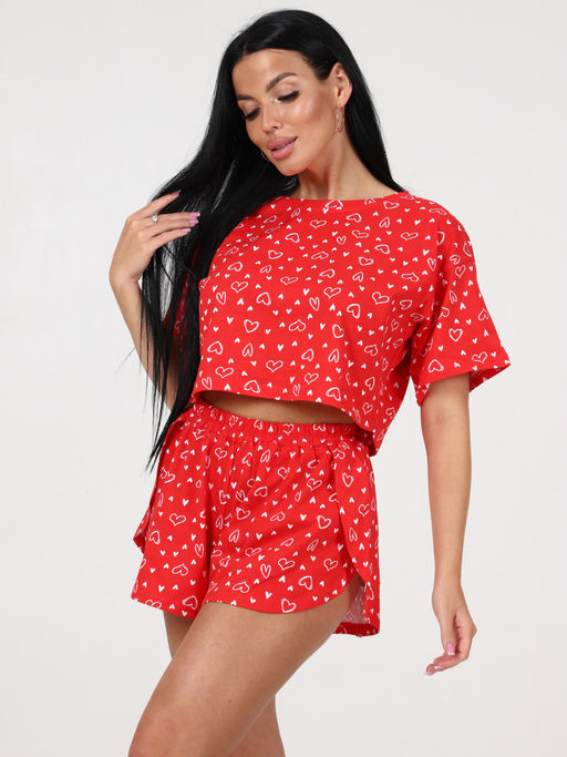 674 ПИЖАМА (шорты) (Сердечки на красном) - А-дина фото 4