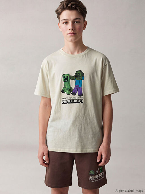 Minecraft Bask?l? Erkek ?ocuk ?ortlu Tak?m