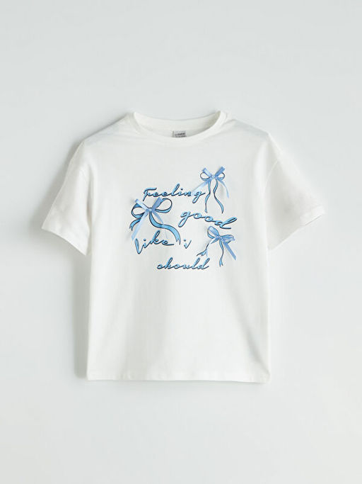 Bisiklet Yaka Kurdele Detayl? K?z ?ocuk Ti??rt