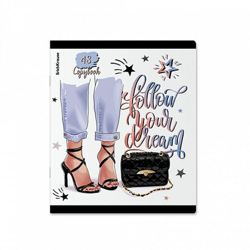 Цена за 5 шт. Тетрадь общая ученическая ErichKrause Fashion Girl, 48 листов, клетка, ламинация soft-touch+выборочный УФ-лак, доп.лист_MIX-PACK  фото 3