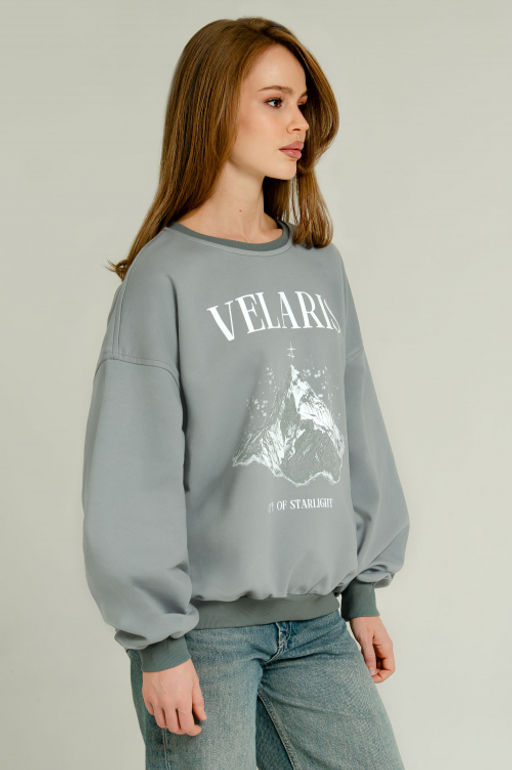 Арт. 15133 Свитшот женский оверсайз 46-52  (4 шт) Цвет:серый