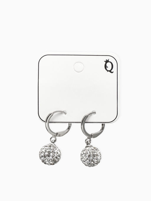 Серьги со стразами Шамбала сияние, белые в серебре