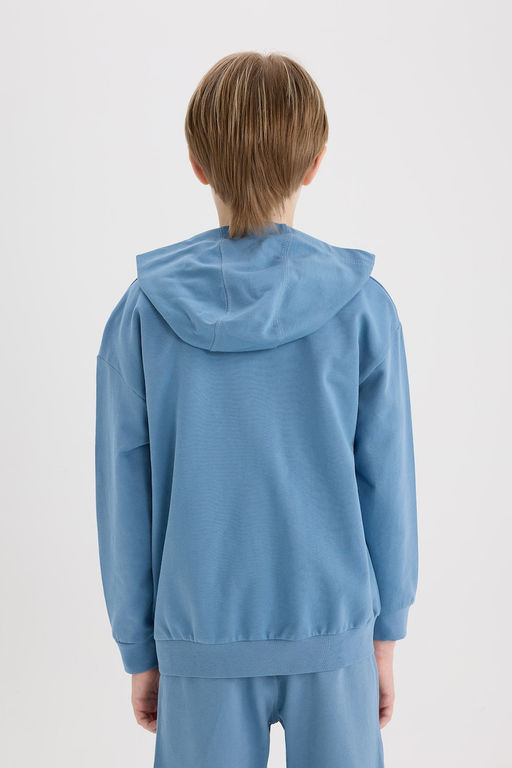 %100 Pamuk Bask_l_ Kap__onlu Fermuarl_ Sweatshirt Erkek _ocuk - Defacto фото 9
