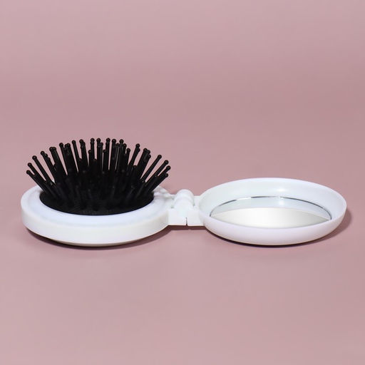 Расчёска массажная «Котики», складная, с зеркалом, d=6.5 см, МИКС