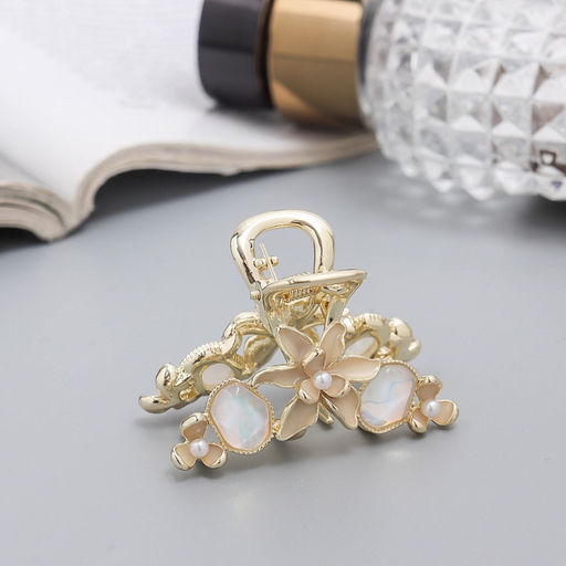 Цена за 6 шт. Крабик для волос «Хлоя галант», цветы, 4 см, золото