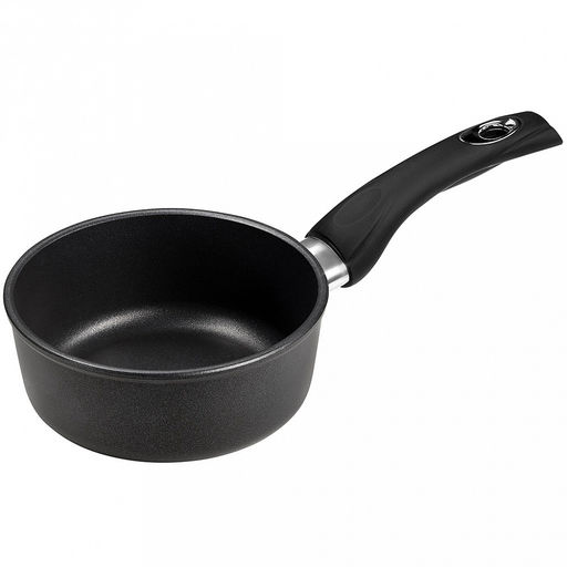 Ковш с тефлоновым покрытием 1,0л, д16см "Классик", h7см, s0,4см, ручка из термостойкого пластика, стеклянная крышка с пароотводом, подарочная упаковка (Россия)