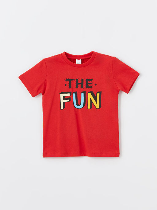 Bisiklet Yaka K?sa Kollu Bask?l? Erkek Bebek Ti??rt