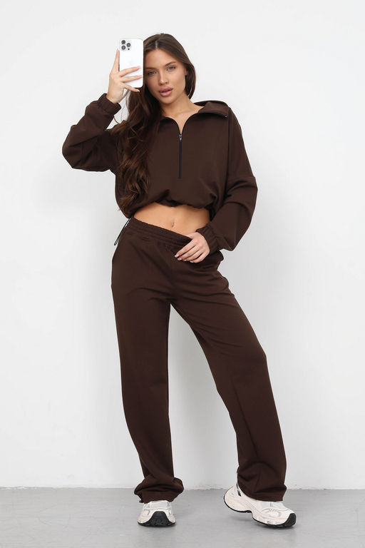 Костюм женский из футера 2-х нитка Герда шоколад