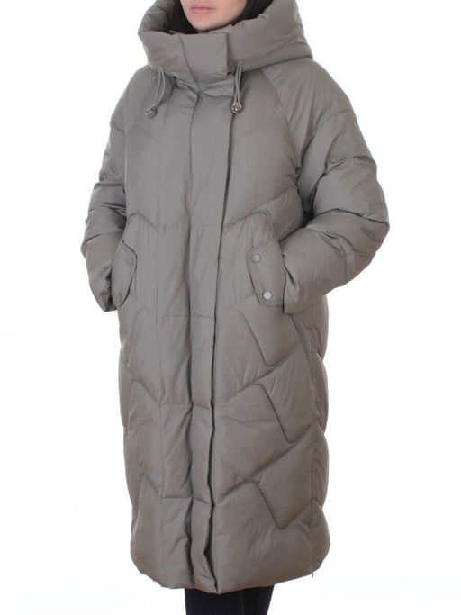 A621 GRAY/GREEN Пальто зимнее женское (200 гр. холлофайбер)