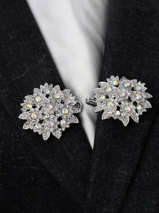 Зажим для кардигана Соцветие, радужный в серебре