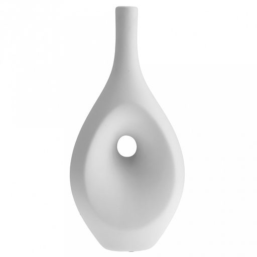 Ваза керамическая "Кейптаун" 2,1л, 18х10см h38см, д/горла - 2,4см, матовая глазурь, цвет - белый, в коробке (Китай)