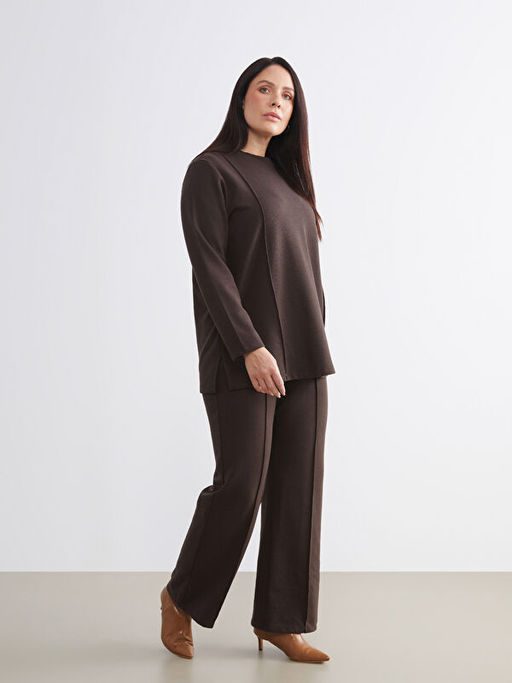 B?y?k Beden Beli Lastikli Geni? Pa?a Kad?n Pantolon