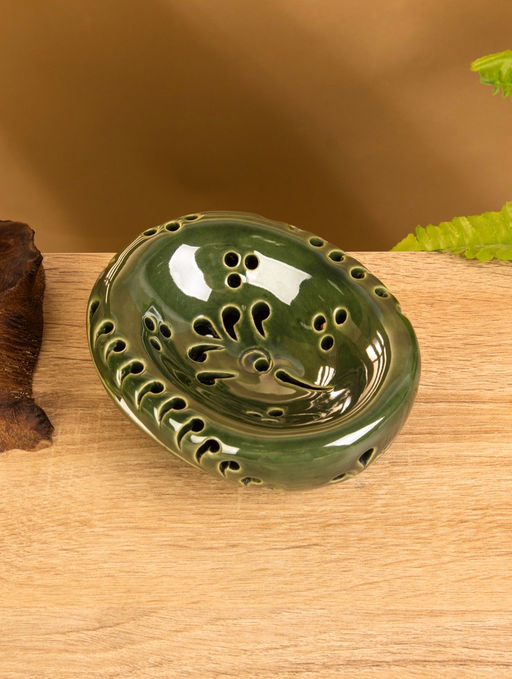 Мыльница Цветочный узор, 135.510.5 см, керамика, зелёная - Simaland фото 2