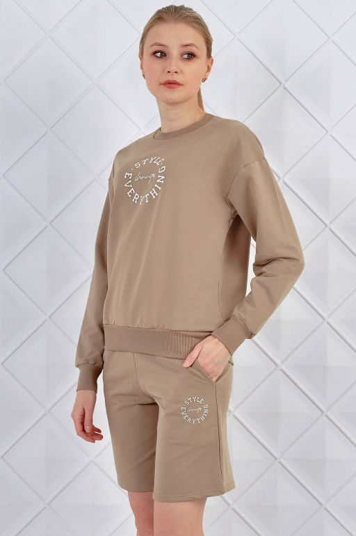 Арт. 5342 Костюм женский с шортами 42-50 (5 шт) Цвет:верх- темно-серый, низ- темно-серый - Калинка фото 3