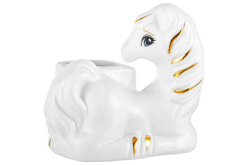 Вазочка для зубочисток 8*6*7,5 см Лошадь белая с золотом, фарфор - Elan gallery фото 5