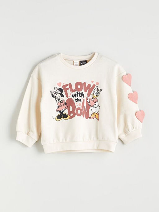Bisiklet Yaka Minnie Mouse Bask?l? K?z ?ocuk Sweatshirt
