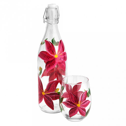 Стакан стеклянный Акварель-Лилия 550мл, д8,8см, h12см, тонкостенное стекло, декор - ручная роспись, д/горла 7,3см, д/основания 4см (Китай) Цена указана за штуку. В коробке 6 штук. - Домашняя мода фото 5