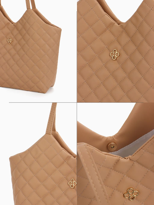 Сумка - шоппер женская на магните, 30×9×29 см, бежевая