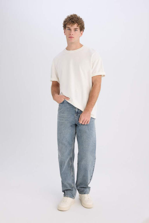 Baggy Fit Genis Kal?p Normal Bel Genis Paca Jean Y?kamal? Pantolon - Defacto фото 3