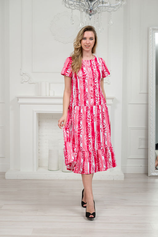 Платье женское из кулирки Кармелита малиновая роза