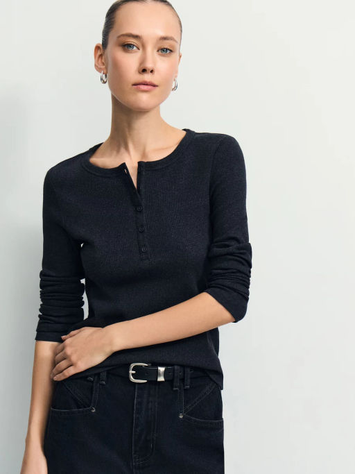 Лонгслив с застежкой на груди / Zarina  фото 6