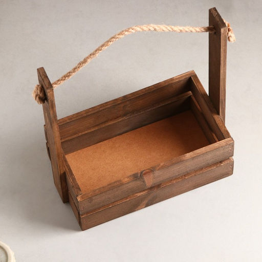 Подарочный ящик «Аром», 25×15×30 см, деревянный, ручка - канат, цвет палисандр