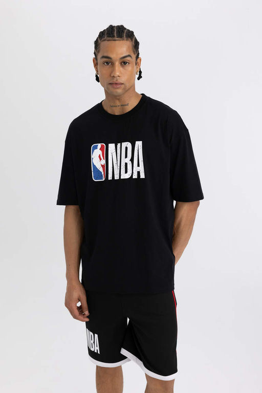 DeFactoFit Футболка Oversize с круглым вырезом и короткими рукавами NBA Wordmark фото 3
