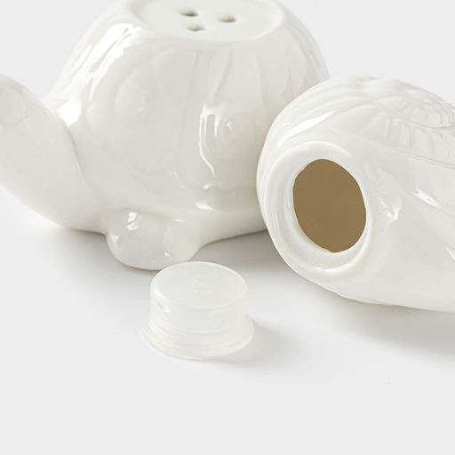 Набор для специй BellaTenero Черепаха и улитка, солонка 25 мл, перечница 30 мл, на бамбуковой подставке, фарфор, белый  фото 4