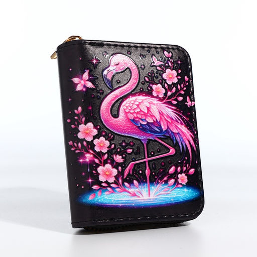 Кошелёк на молнии «Фламинго», маленький, чёрный