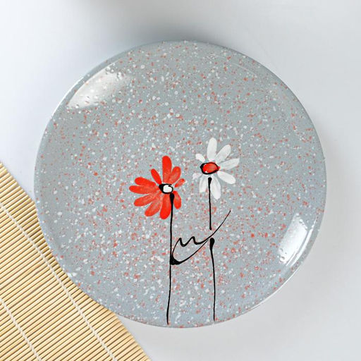 Набор тарелок для блинов Псковский гончар «Ромашка двойная», 7 предметов: 6 шт. d=16 см, 1 шт. d=24 см, серый