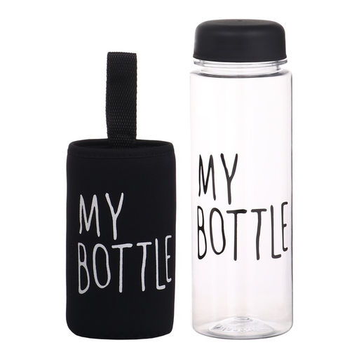 Бутылка для воды My bottle, 500 мл, 19.5×6 см, чехол в комплекте, черная