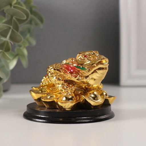 Нэцкэ фигурка золото «Жаба на слитках», 7.5×6×5.5 см