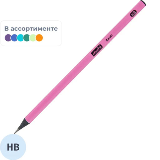 Карандаш чернографитный Attache Ameli HB б/ласт трехгр черн.дерево, в асс  фото 2