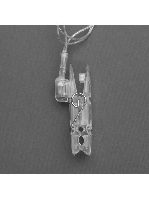 Гирлянда «Нить» 5 м с насадками «Прищепки», IP20, прозрачная нить, 30 LED, свечение тёплое белое, 8 режимов, 220 В