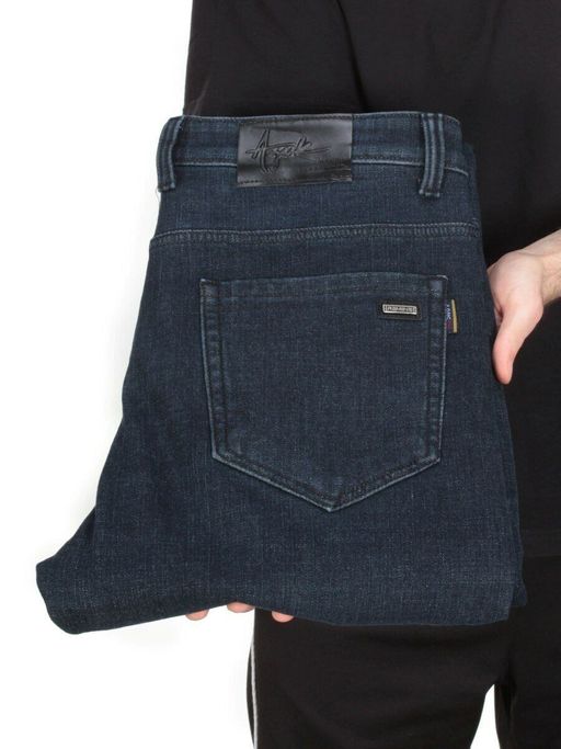 M3312 DARK BLUE Джинсы мужские зимние с начесом - Фабричный китай фото 6