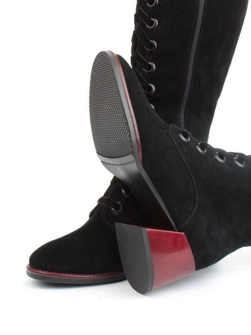 02-BA100-2 BLACK Сапоги зимние женские (натуральная замша, байка и натуральный мех) - Фабричный китай фото 15