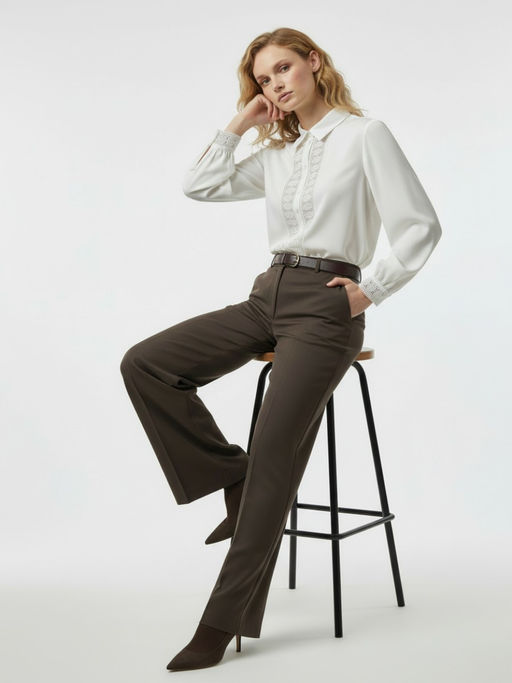 Блузка с кружевом OD-808-5 белый