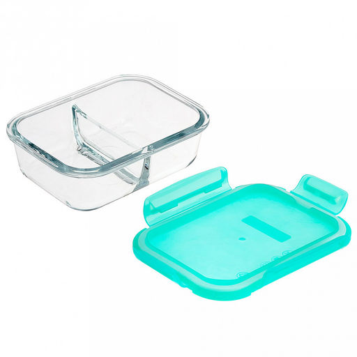 Контейнер стеклянный Lockie&Lock Food 630мл, с разделителем, пластмассовая крышка, зеленый, Pasabahce (Турция) - Домашняя мода фото 2