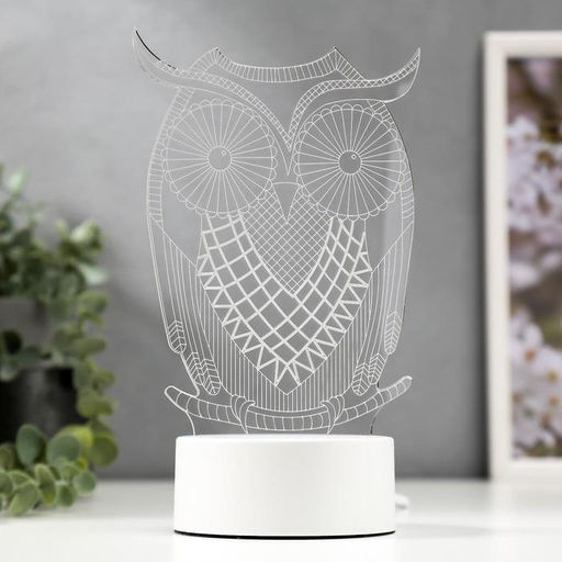 Светильник «Большой филин» LED белый от сети 9.5×13×22 см RISALUX