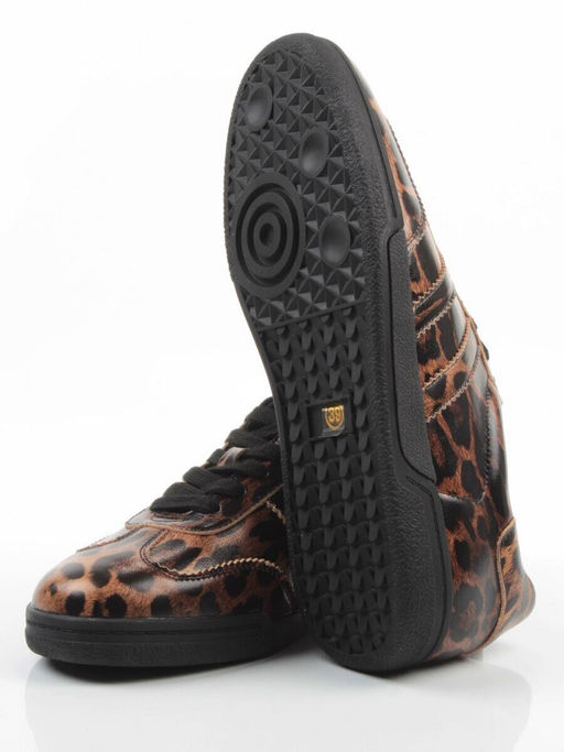 03-B6C-7PC BROWN/LEOPARD Кеды женские (натуральная кожа)